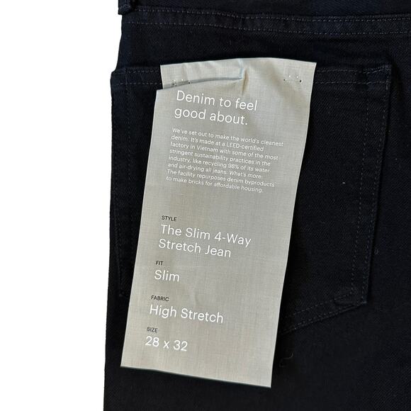NWT Everlane Men's The Slim 4 Way Stretch Organic Jeans Black Size 28x32 - Picture 9 of 13